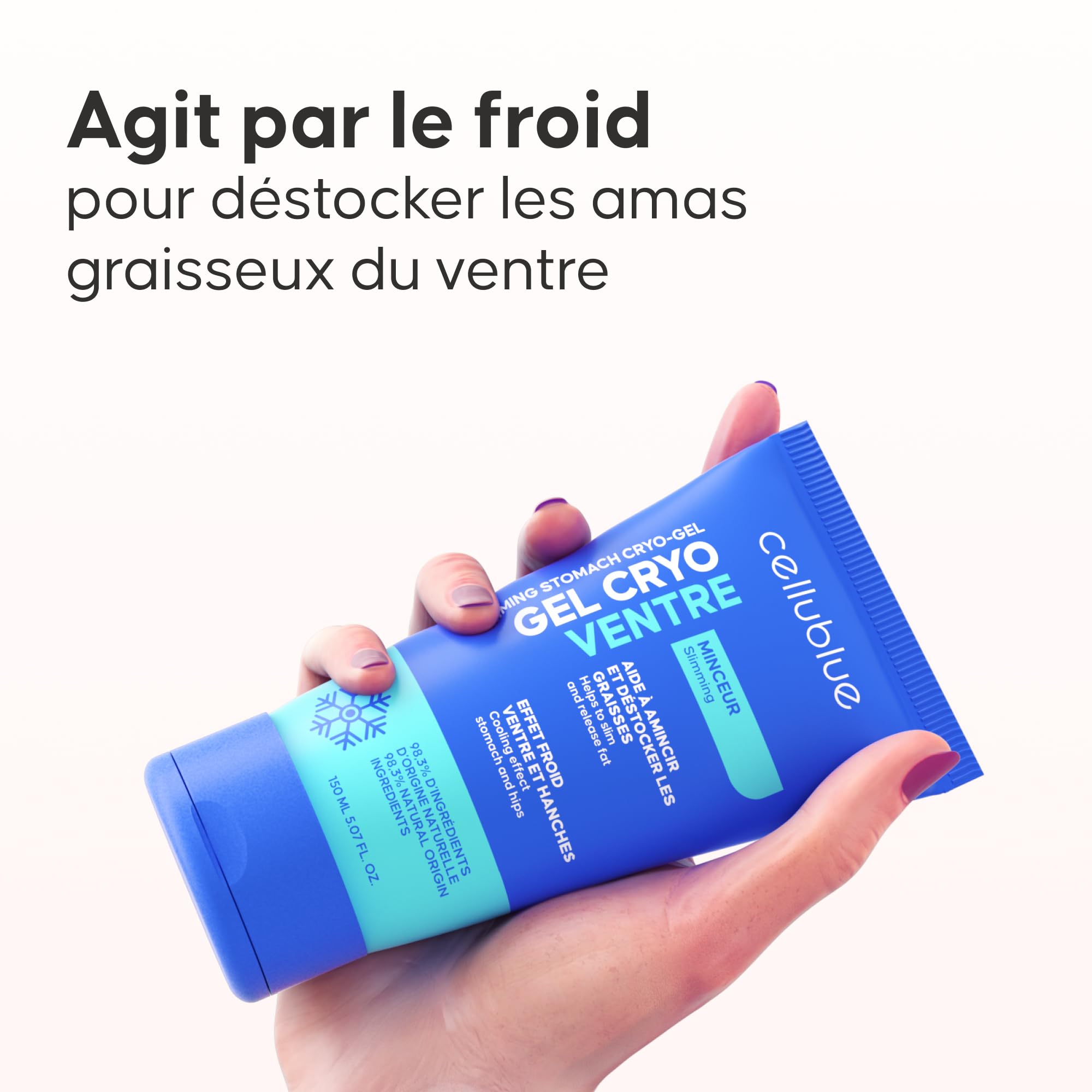 Cellublue Gel Minceur Cryo Ventre – Effet Froid Intense – Action Ciblée pour un Ventre Plat, Résultats Rapides – 98,3% d'Ingrédients d'Origine Naturelle – Marque Experte depuis 12 Ans