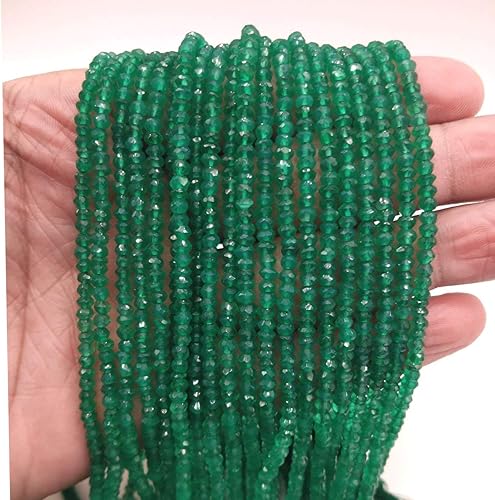 Miniatura 4 de Cuentas sueltas de ónix verde natural de 0.079 pulgadas (0.079 in) de piedra semipreciosa para hacer joyas, pulseras, collares, aretes, cuentas de