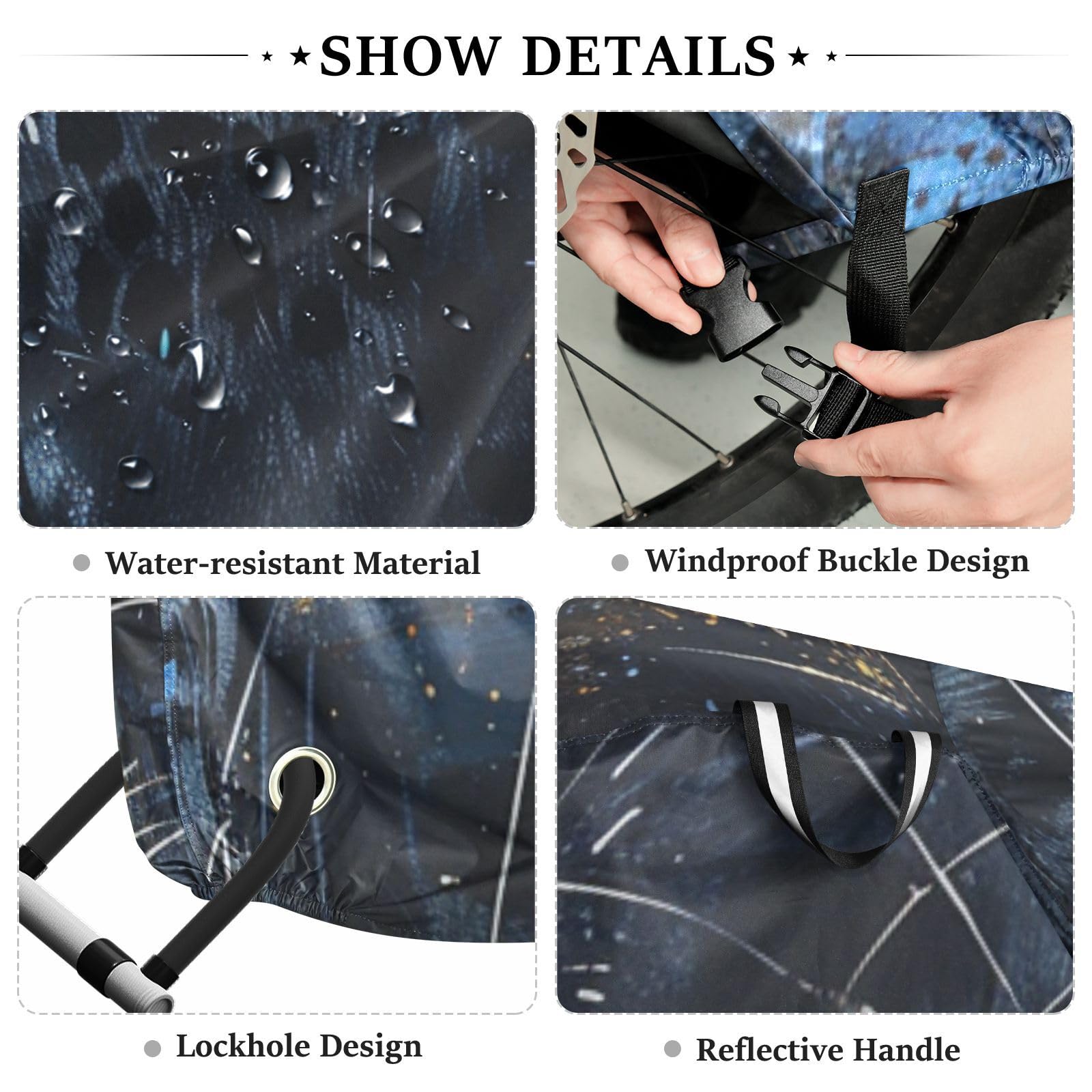 Black Leopard Copertura per bici da esterno impermeabile con fori di bloccaggio anti polvere pioggia neve UV Storage Mountain Road Copertura per bici elettrica adatta per la maggior parte dei kit per