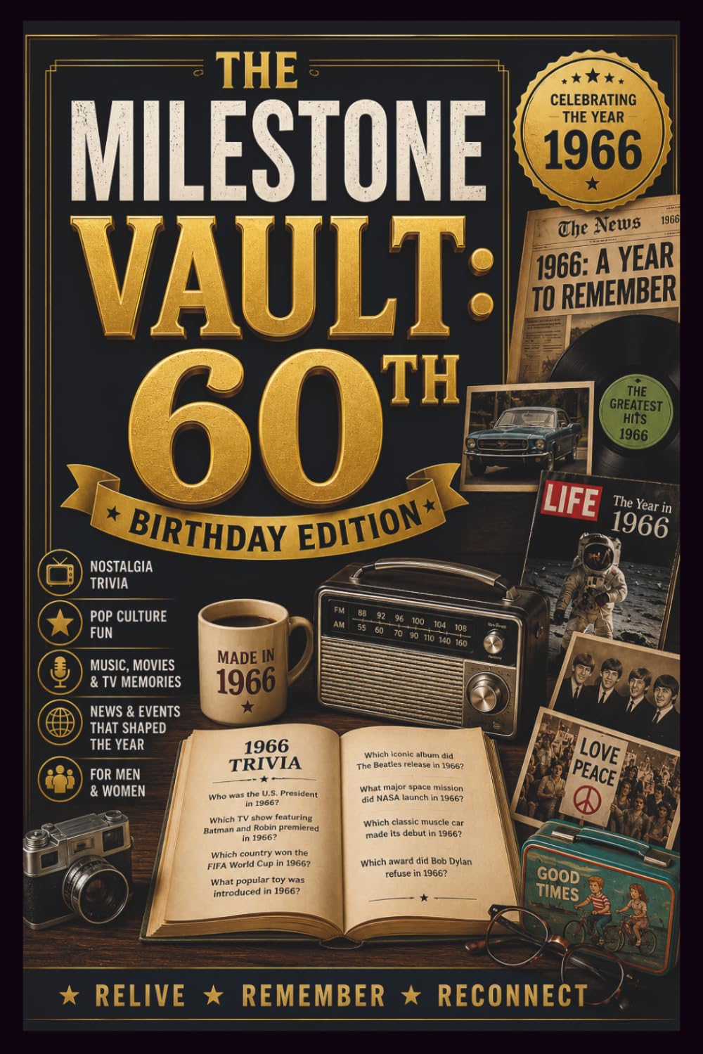 The Milestone Vault: 60th Birthday Edition: Engaging Nostalgia Trivia, Pop Culture Brain Games, and Childhood Memories for Men and Women Born in 1966