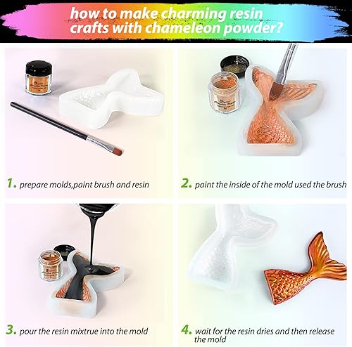 Miniatura 4 de Polvo de mica de resina, 10 polvos de mica camaleón, polvo de mica de cambio de color para resina epoxi/vaso, pigmento en polvo cromado para uñas,