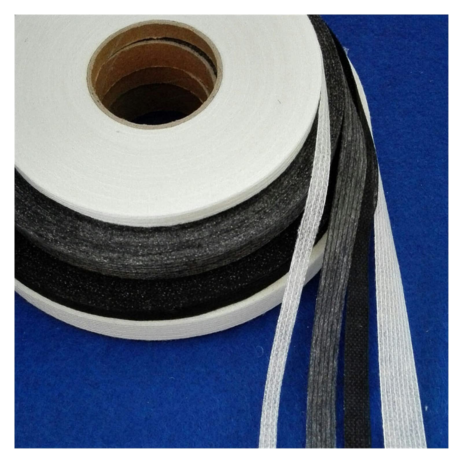 Entretela fusible Tela Riel Plancha Entretela for planchar, 2 rollos de entretela adhesiva de una cara for bricolaje, Material de tela de retales for coser, 100 yardas/rollo(Black,15mm)