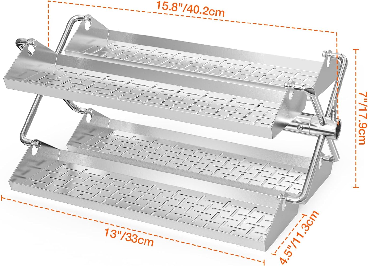 onlyfire Stainless Steel BBQ Rotating Tray Rotisserie Basket for Most Grills, Fits for 3/8" & 5/16" Square, 1/2" & 3/8" Hexagon Spit Rods