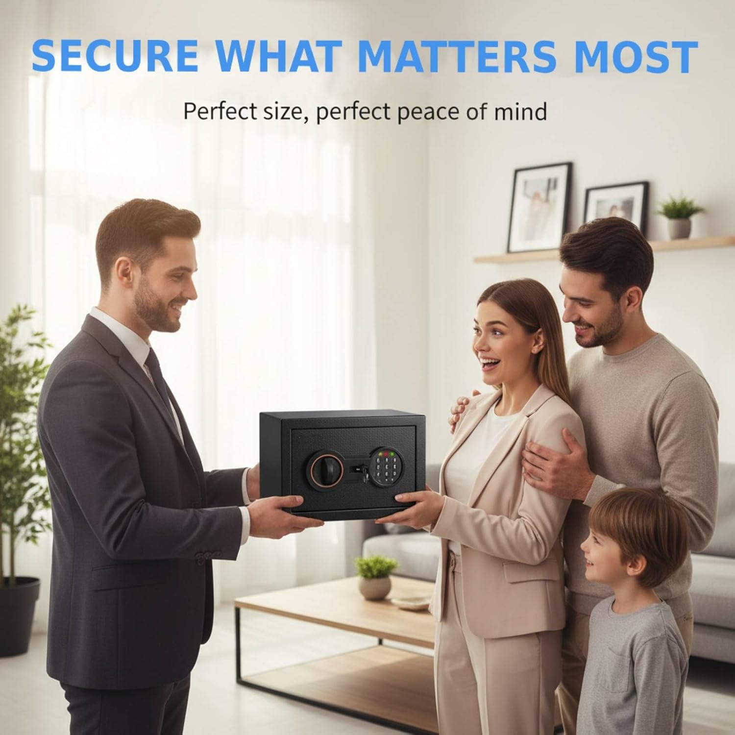 Small Safe for Home, 6.69"H Safe Box with Fireproof Waterproof Bag for College Dorm Room, Money Safe with Alarm System, Sensor LED Light, Wall/Floor Mountable, Hidden Safes for Cash, Jewelry, Medicine 0.3 Cub