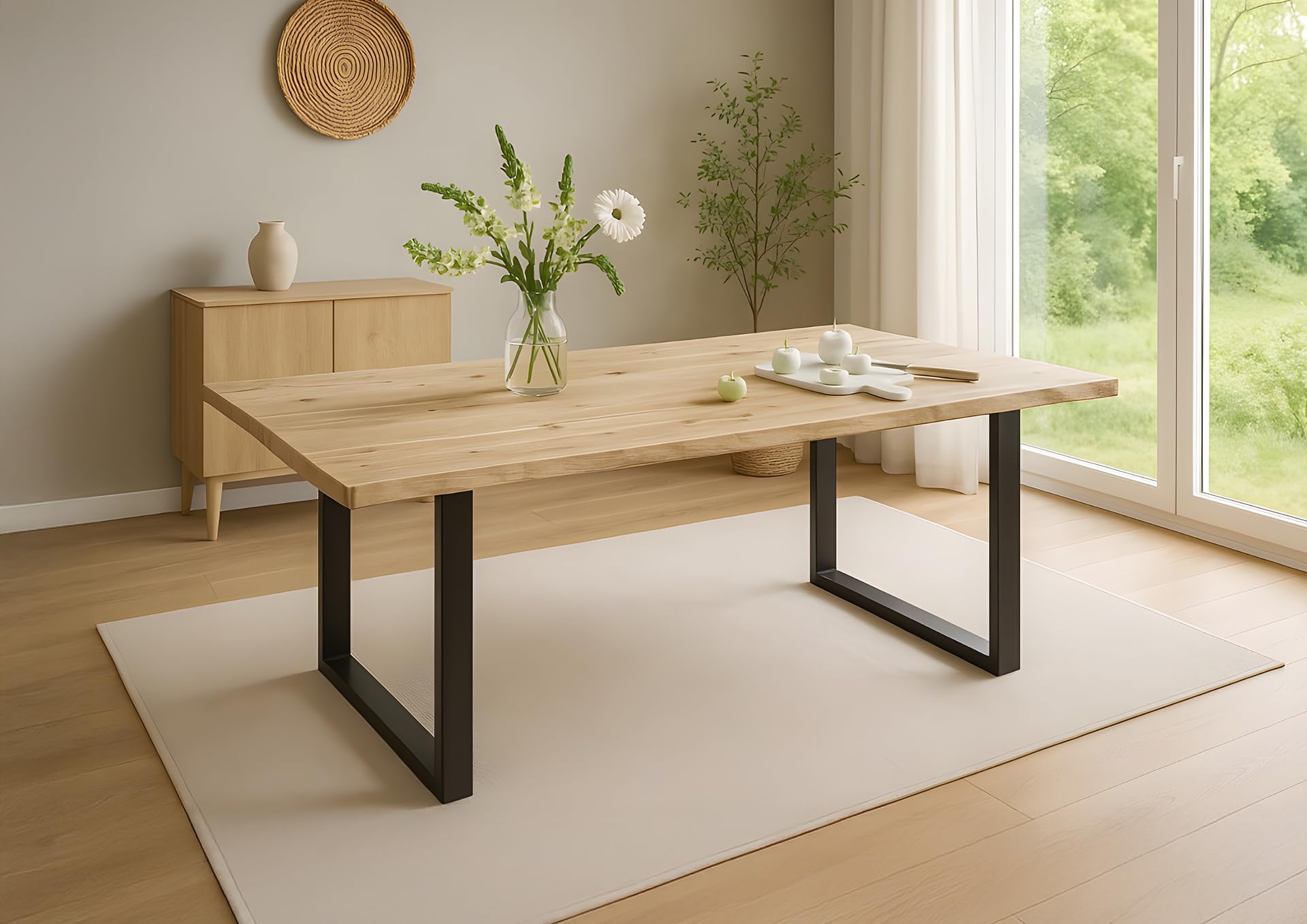 SAM Esstisch Harley 120x80 cm Akazie Natur Baumkante U-Gestell schwarz