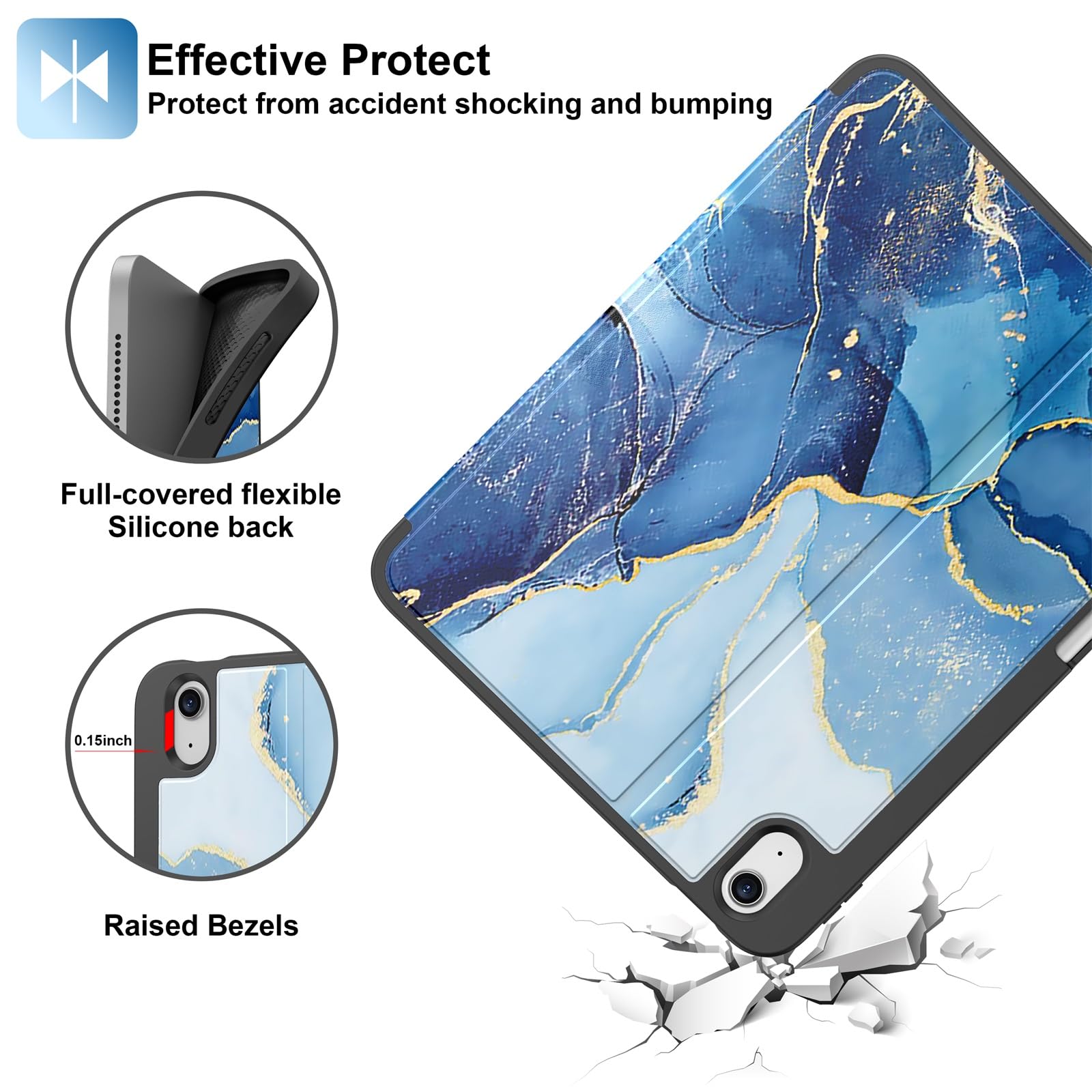Supveco IPad Case For 11th/10th Gen - Folio Stand With Pencil Holder, Auto Wake/Sleep