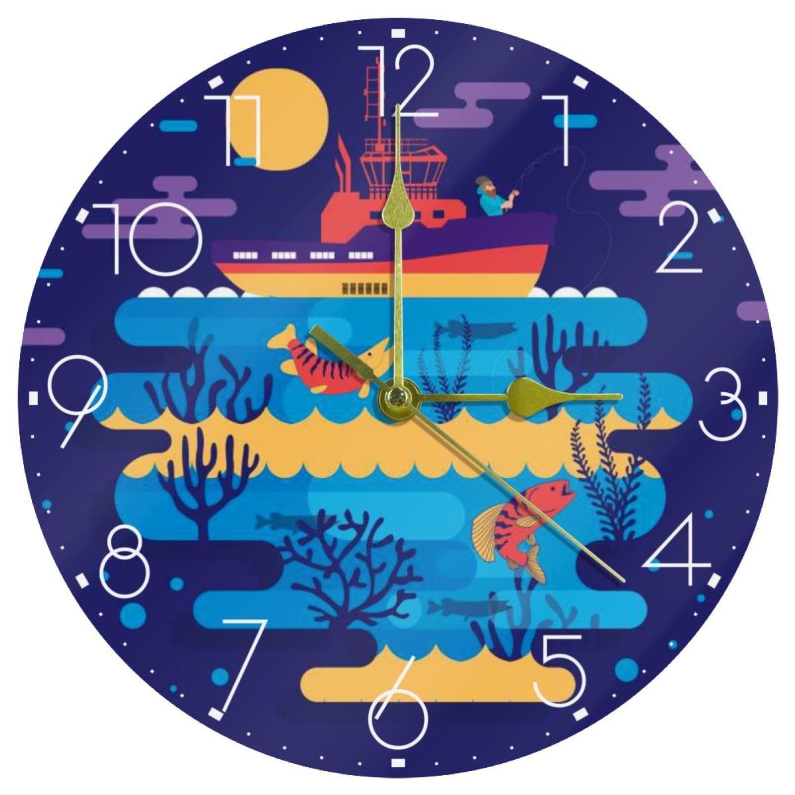 Horloge murale moderne acrylique pêche pour salon chic