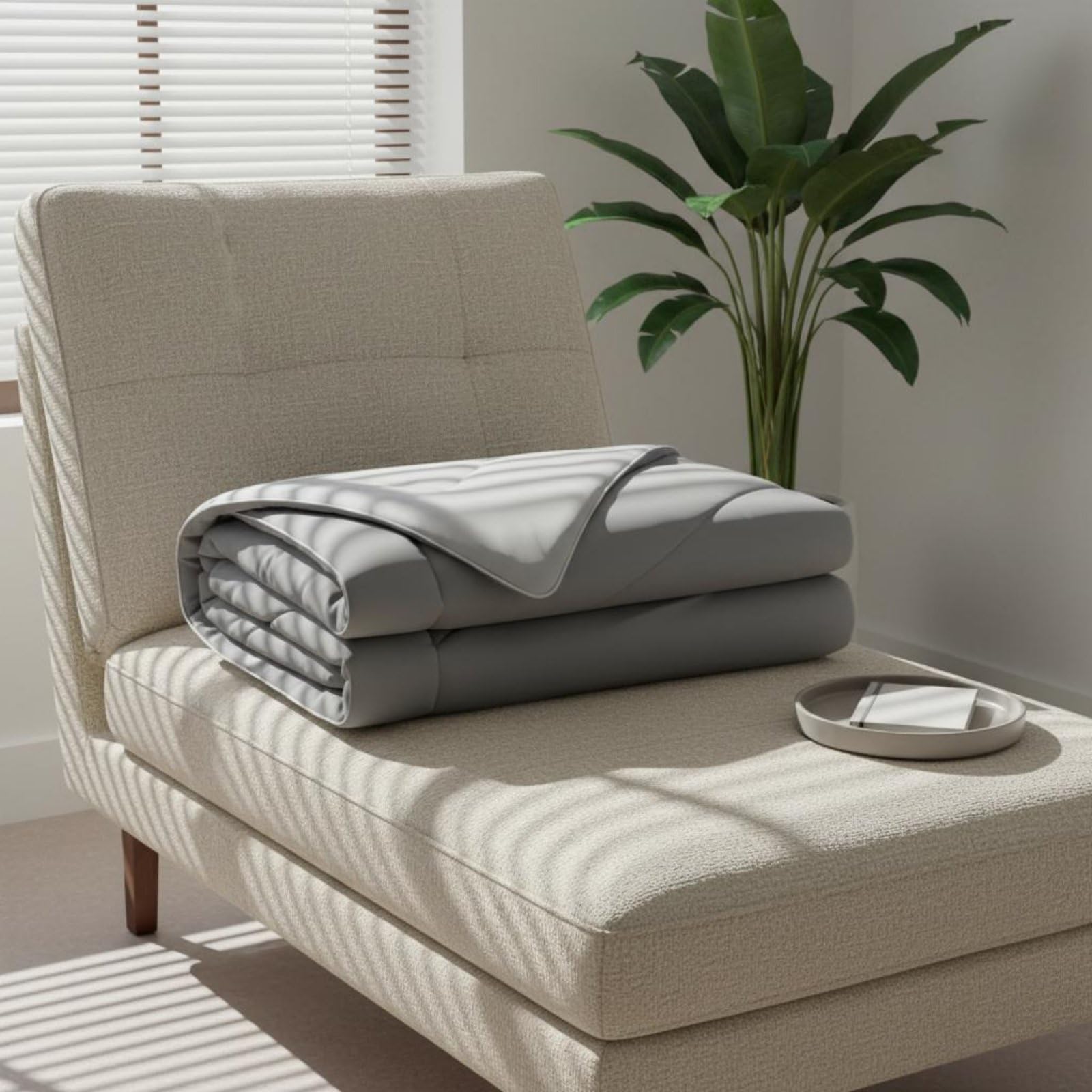 KESOTO Fresca Ligera Cobija Transpirable con Tejido Suave de Nylon y Spandex para Dormir en Verano Siestas Dormitorios Cálidos Áreas Acondicionado Uso Diario, Gris, Queen 229x229 Cm