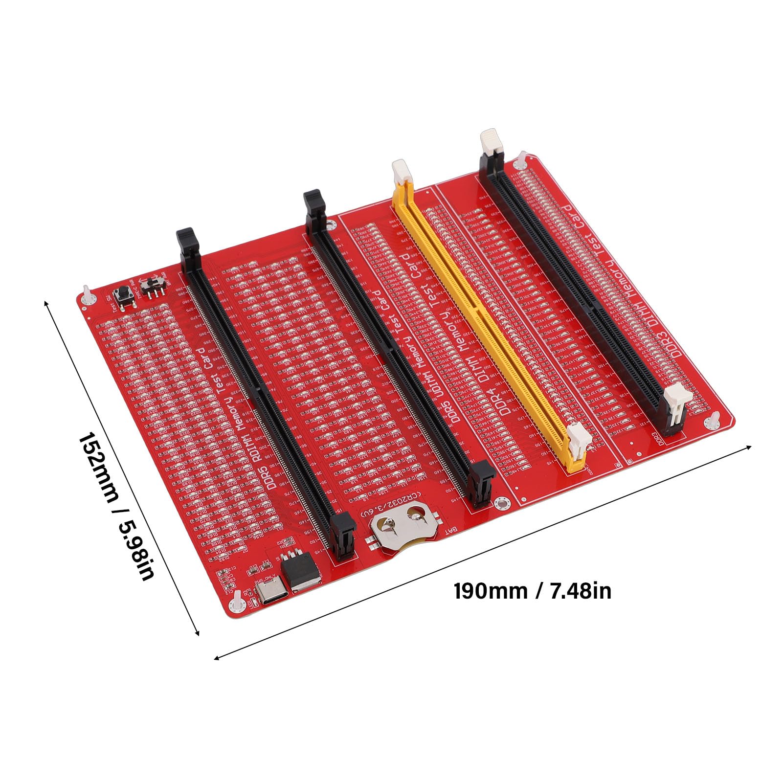 4-in-1-RAM-Speichertesterkarte, Diagnoseanalysator mit Leuchtanzeige für DDR3 DDR4 DDR5 UDMM und RDIMM, für Desktop-PC und Server