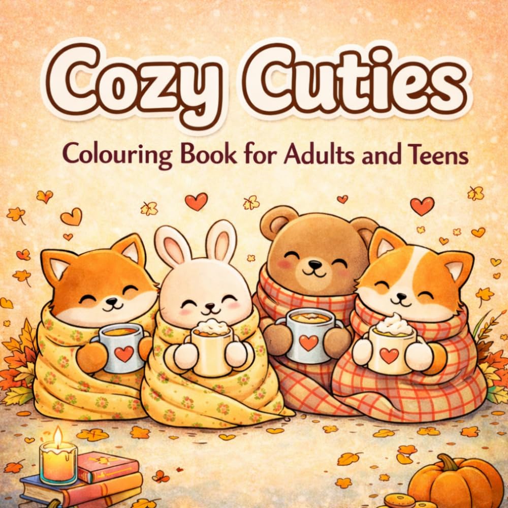Cozy Cuties: A Relaxing Coloring Book for Adults and Teens | Cute Animals, Cozy Moments, Stress Relief: 30 Adorable Cozy Animal Designs for Relaxation, Mindfulness and Creative Fun.