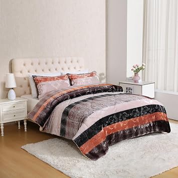 JML 3 Pcs Sherpa Blanket with Cotton Fill, Plush Fleece Blanket, Fleece Comforter Set, Ultra-Soft, Cozy, and Warm, Includes 2 Pillow Shams, 02-10