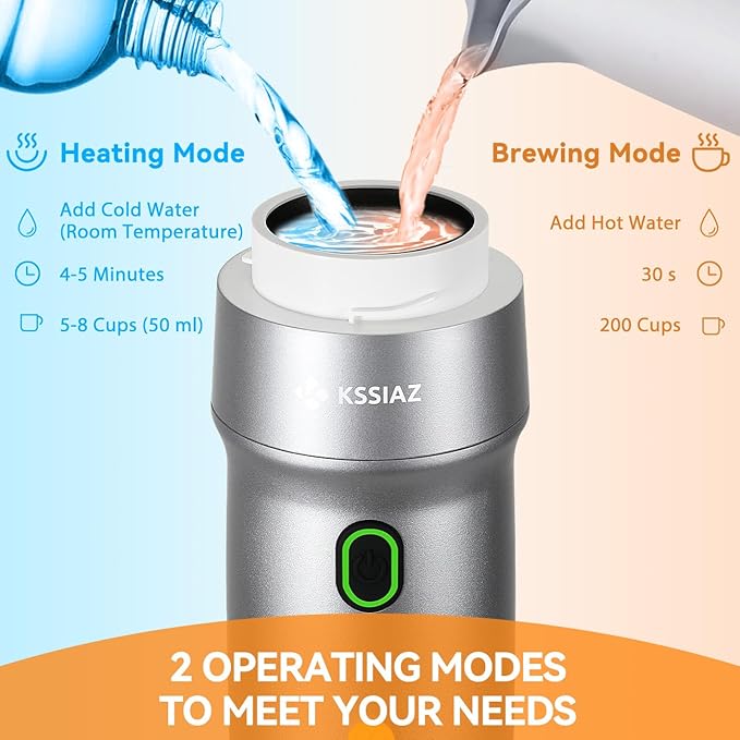 Cafetera Portátil con Autocalentamiento, 20 Bar, USB-C y Cargador para Auto miniatura 4