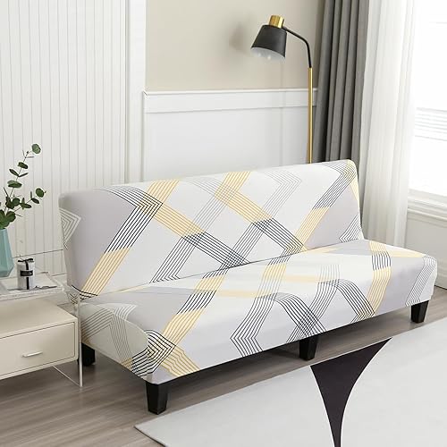 Vista 37 de MIFXIN Funda de sofá sin brazos, funda elástica plegable para sofá cama, sin reposabrazos, protector de muebles de elastano impreso lavable, sin