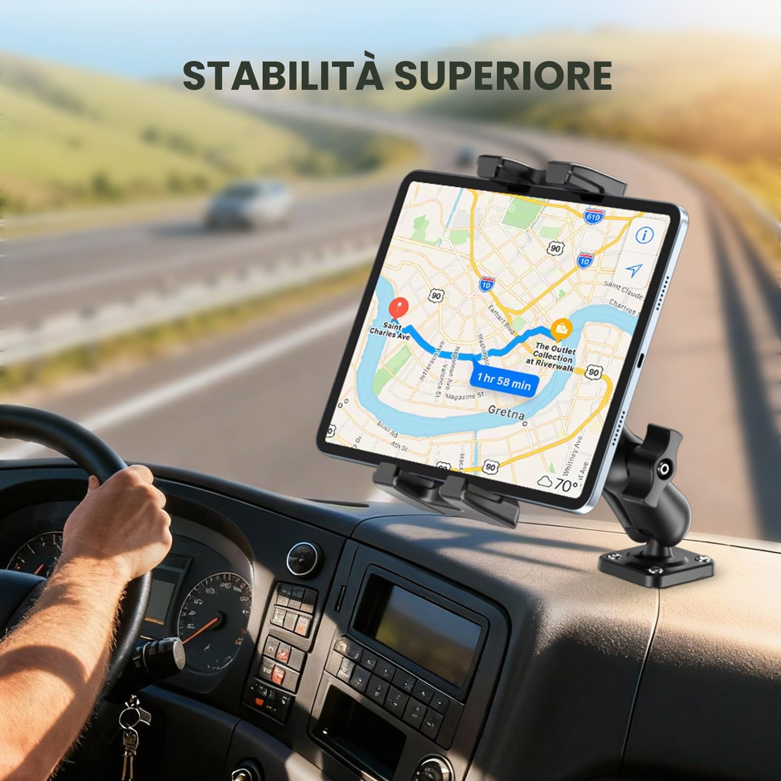 OHLPRO Supporto per Tablet da Auto Base per Trapano Resistente, Compatibile con iPad Samsung, Tablet e Telefono, Supporto per Tablet da Auto per Camion/Veicoli Commerciali/Desktop/Parete, ecc.