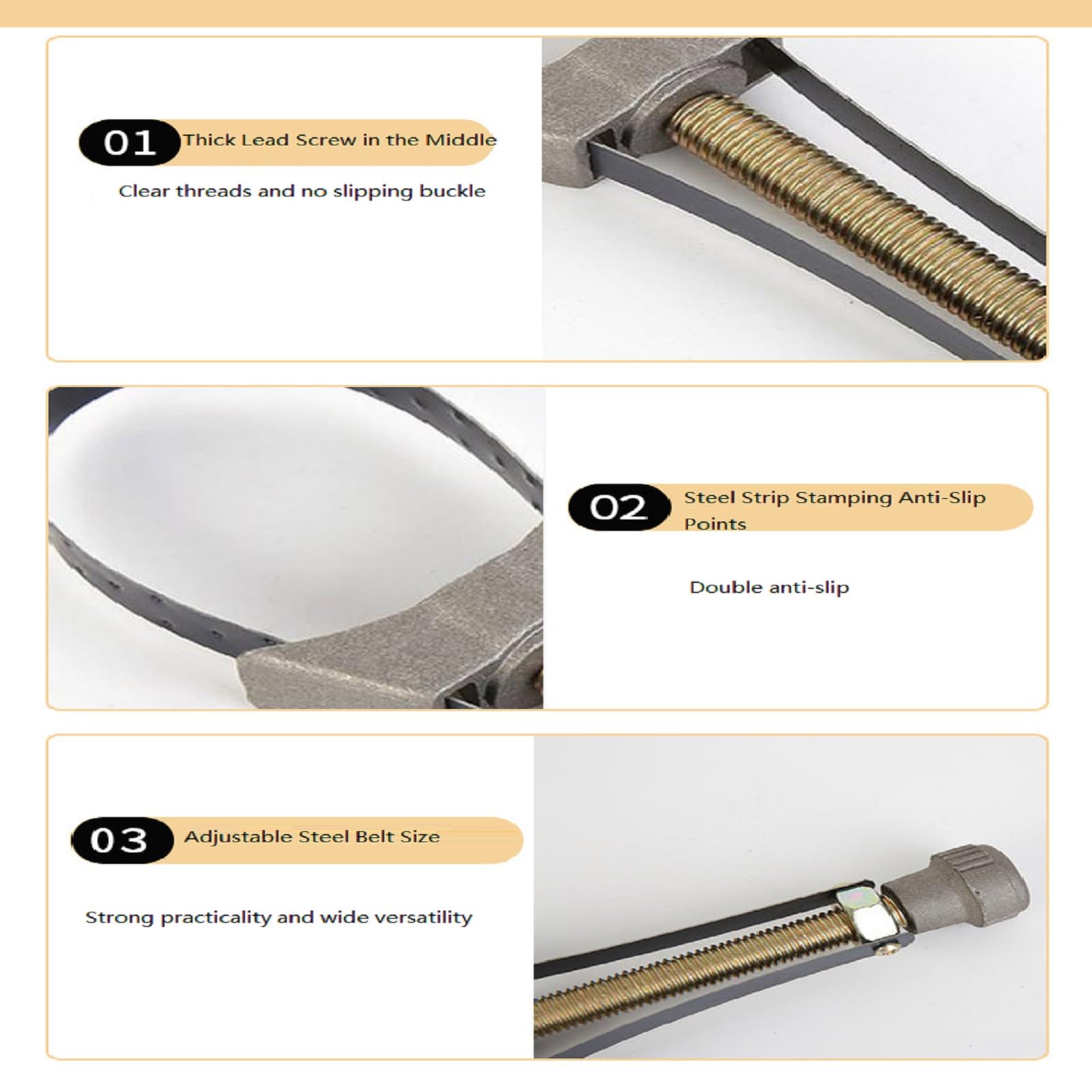 Autojack Set Chiave Filtro Olio 3 Gambe 63mm - 120mm Strumento Di - Foto 3