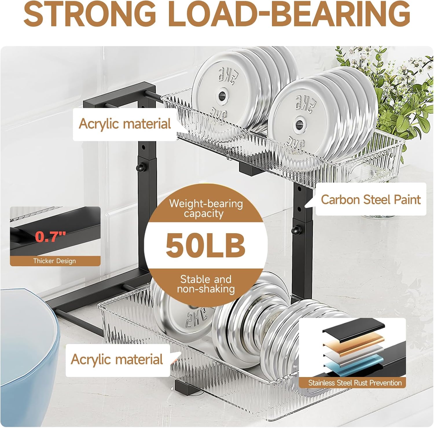 ETOYA Under Sink Organizer 2 Pack Pull Out Bathroom Cabinet Countertop Organizer 2 Tier Slide Out Kitchen Organizers and Storage Bathroom & Laundry Under Under Sink Shelf-Black - Image 6