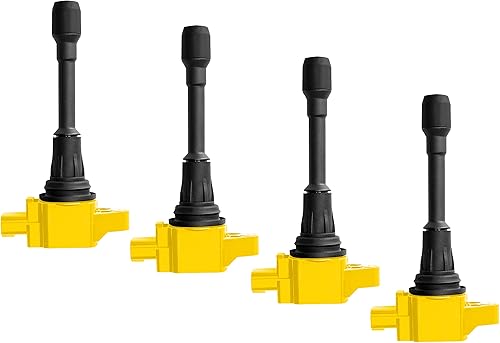 ENA Juego de 4 bobinas de encendido amarillas 2007 2008 2009 2010 2011 2012 compatibles con Nissan Altima Versa Sentra Cube Rogue Frontier