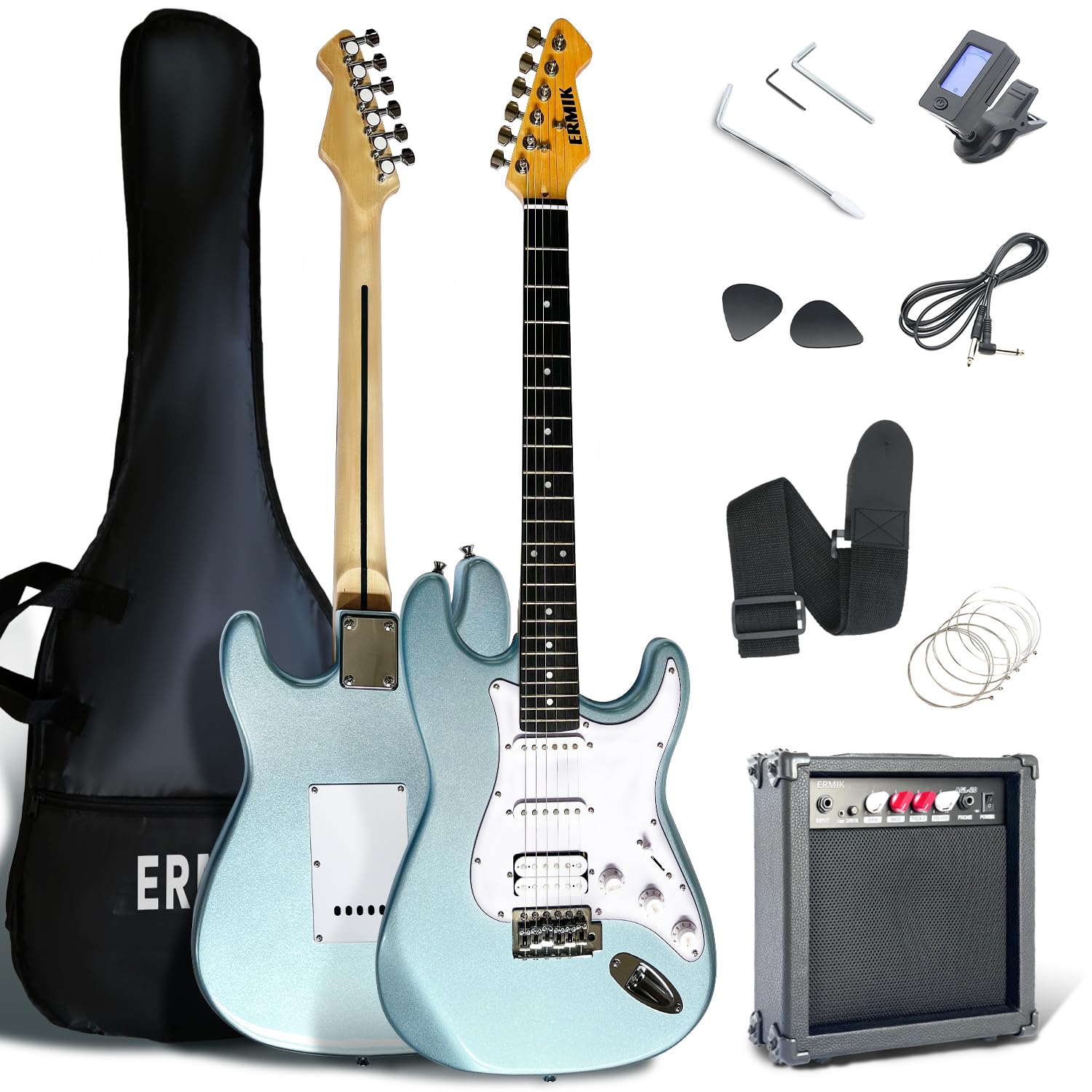 Amazon.com: Ermik Solid Body Electric Guitar Kit with Amp 20W