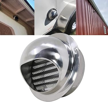 Durable Air Soffit Vents 304 Stainless Steel Wall Vent Outlet 2"  11" Round Vent Cover External Extractor Wall Dryer Vent Cap, Prevents Headwinds and Rain Air Ventilation Outlet Hood