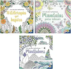 Combo com 3 Livros de Colorir Antiestresse!