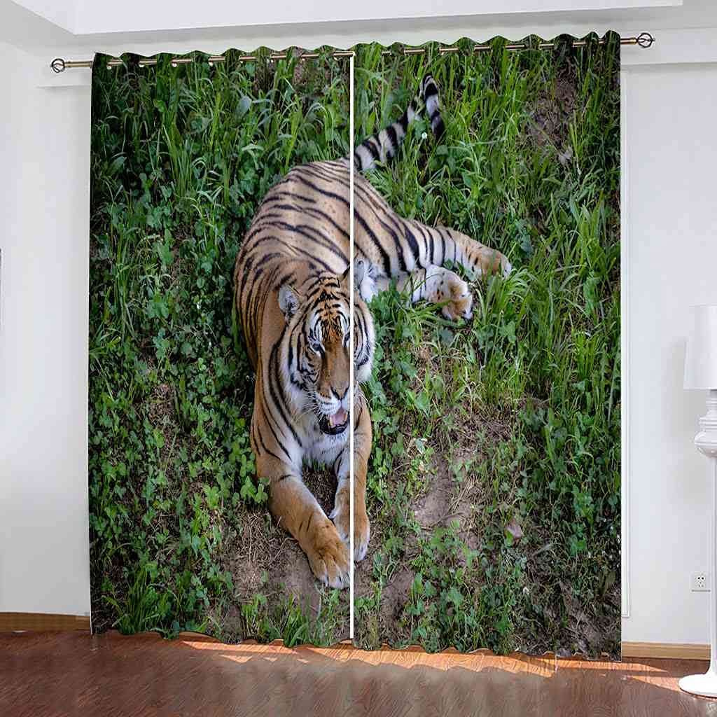 Rideaux occultants 3D tigre thermique et phonique pour l'isolation de chambre d'enfant
