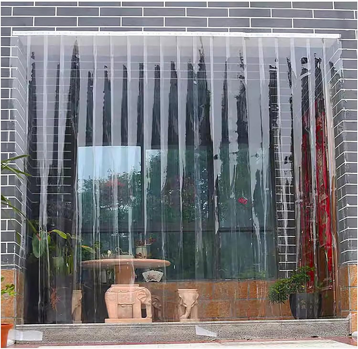 Clear PVC Strip Door Curtain for Walk-in Freezers & Coolers, Waterproof Plastic Curtain, Heat & Dust Resistant, Wind Blocker, 225x270cm (88.58x106.3in)