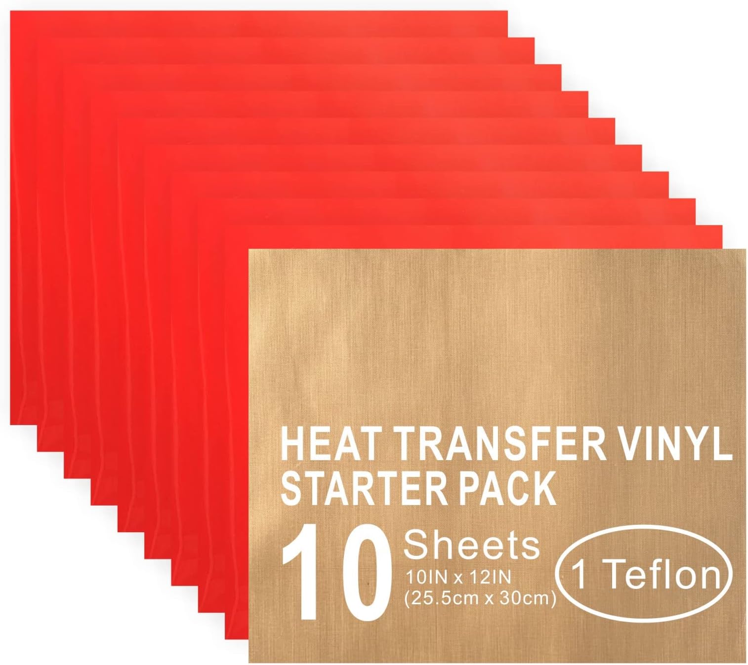 Red HTV Heat Transfer Vinyl Bundle: 10 Sheets Red Iron on Vinyl for T-Shirt, Red Heat Transfer Vinyl for Cricut, Silhouette Cameo or Heat Press Machine