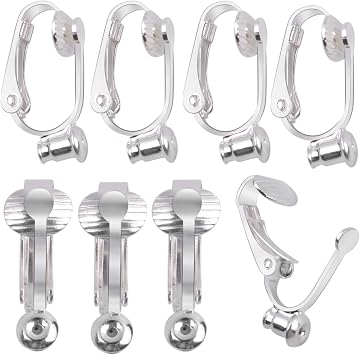 Clip-on Earring Converter, 20 Pieces Earring Clip Converter Components Findings with Post for Non-Pierced Ears Jewellery Making - Silver Color