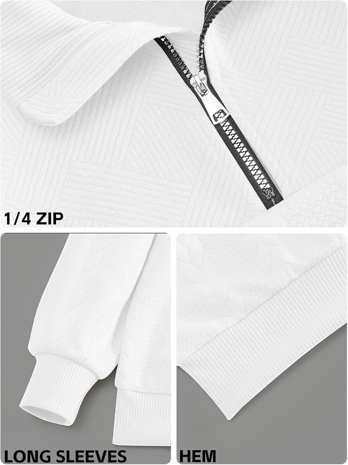 Mens Quarter Zip Sweater Men Quilted Sweatshirt Pullover Knit Long Sleeve Mock Neck Sweatshirt - Image 6