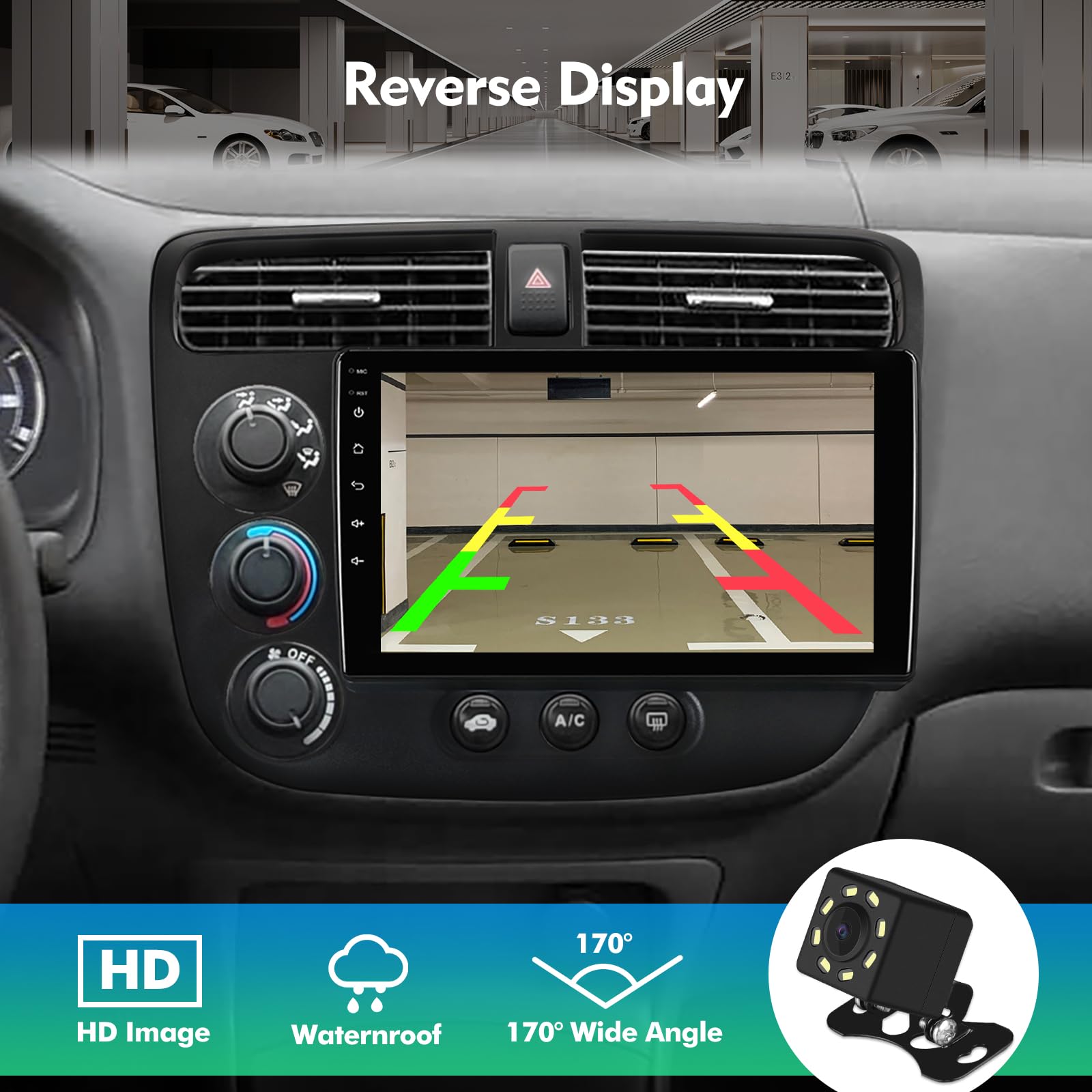 Autoradio Android 11 9" Pour Honda Civic 2000-2005 - CarPlay, GPS, Bluetooth, Caméra