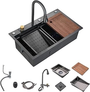 Black Waterfall Kitchen Sink Combo