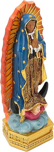Estatua de Guadalupe, hermosos detalles estatua cristiana elegante pintada a mano para el hogar
