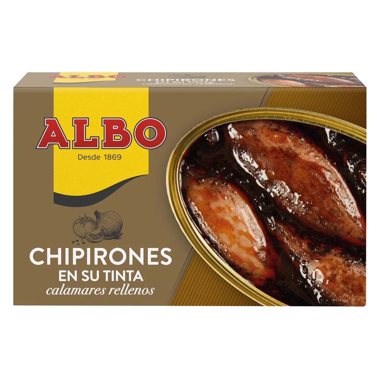 ALBO Gefüllte Tintenfische in eigener Tinte, Dose 72 g. 9er Pack