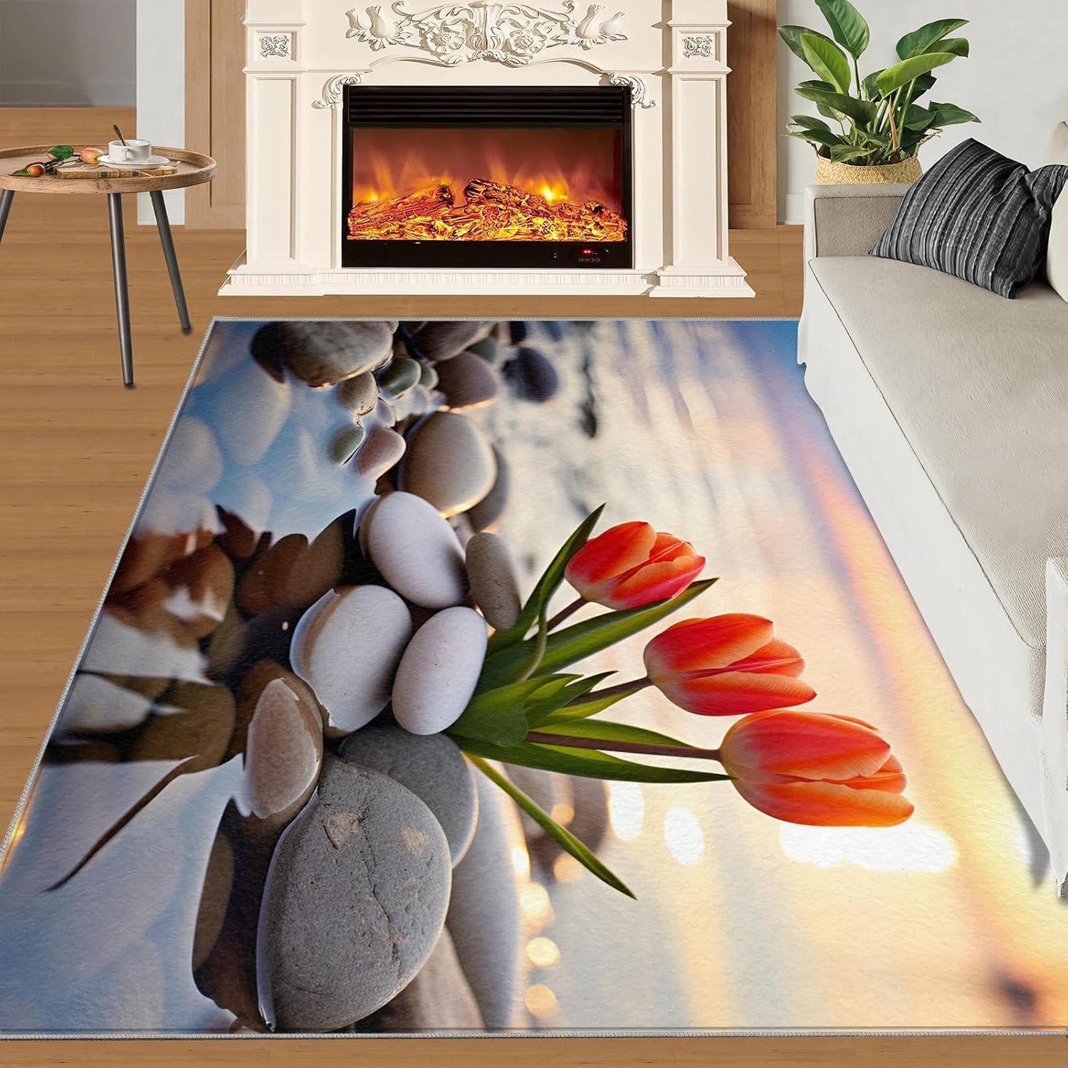 Moquette antidérapante fleurie : le tapis 120x180 lavable idéal pour la cuisine