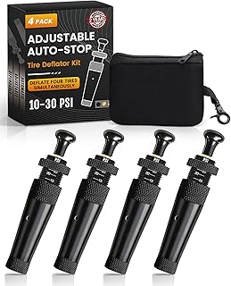 ONLYSEE Adjustable Tire Deflator kit 10-30PSI(4PCS/Set),Auto-stop Air Down Tire Deflators Offroad Accessories Suit for Car...