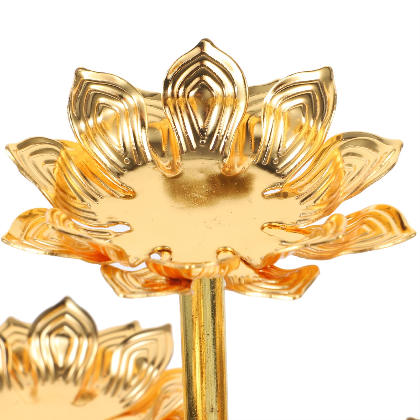 PRETYZOOM Lotus Candle Stand 9.45In Resin Buddha Butter Lamp Base Creative Temple Candle Holder for Home Decor - Image 4
