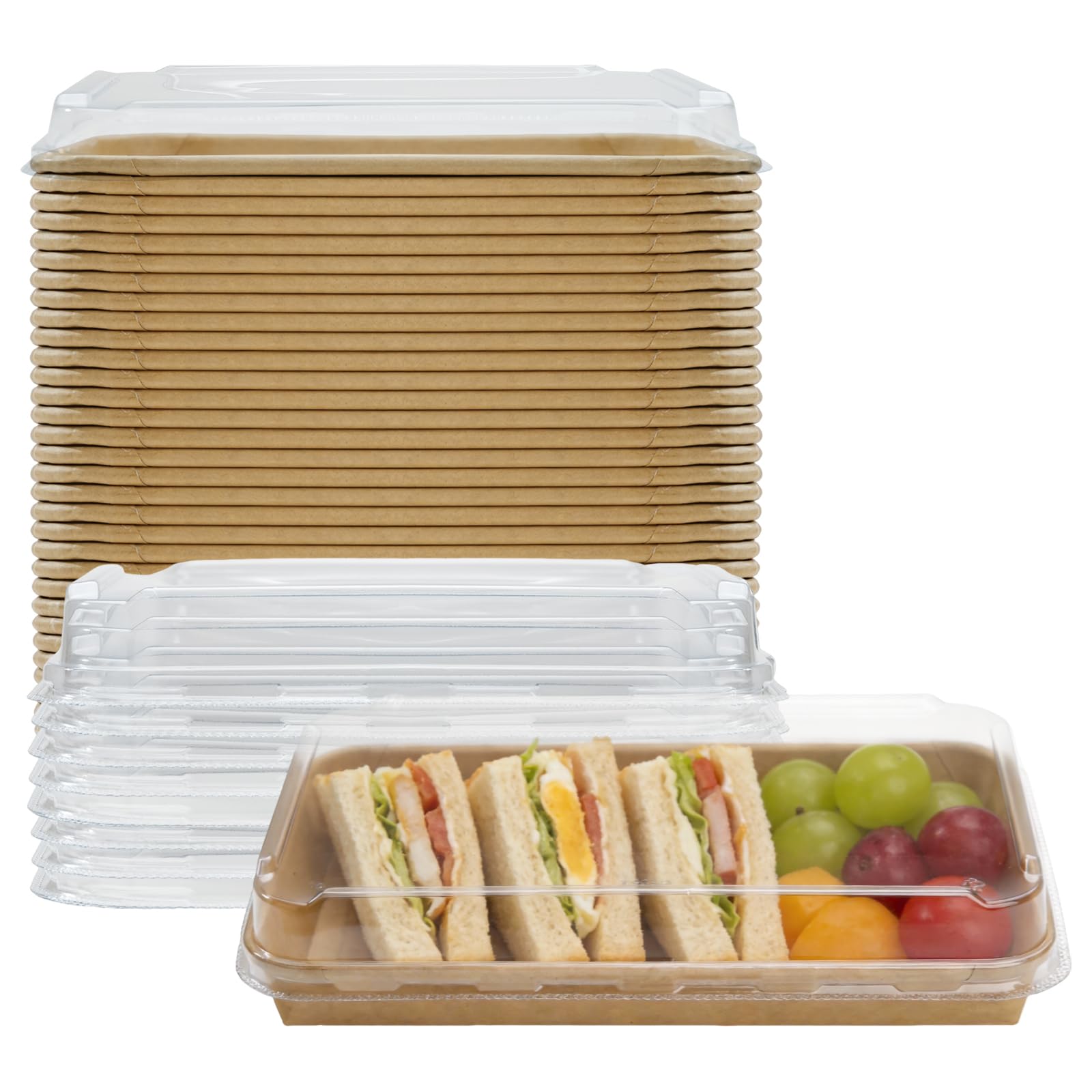 30 Pack Take Out Food Containers 24 4oz Disposable Bowls 720ml Kraft Paper Take Out Boxes with Lid