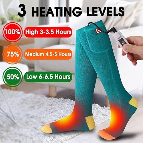 Miniatura 7 de Rabbitroom Calcetines térmicos para mujer, calcetines eléctricos recargables para jóvenes, adolescentes, calentadores de pies, calcetines de esquí