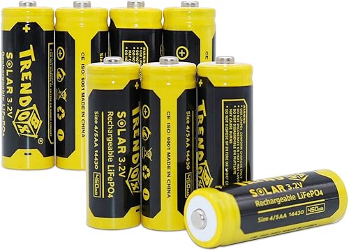 Miniatura 9 de TRENDBOX 14430 3.2V 450mAh Batería LiFePo4 Baterías solares recargables para jardín al aire libre Luz 12 Pack