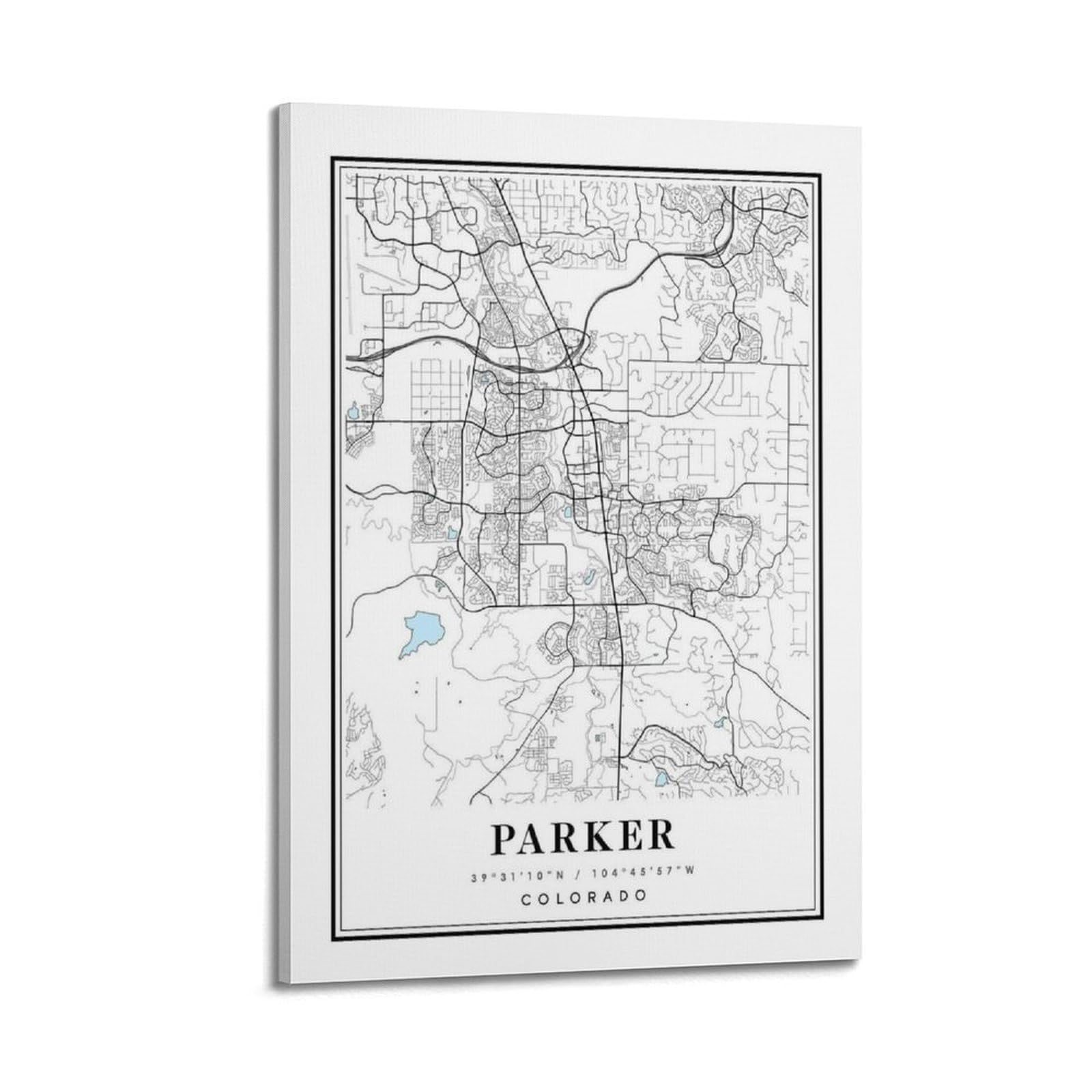 xiaoxiaoshen Parker Colorado Map Canvas Poster Wall Art Prints Room Aesthetic Murals Bedroom And Living Decorations 24x36inch(60x90cm)