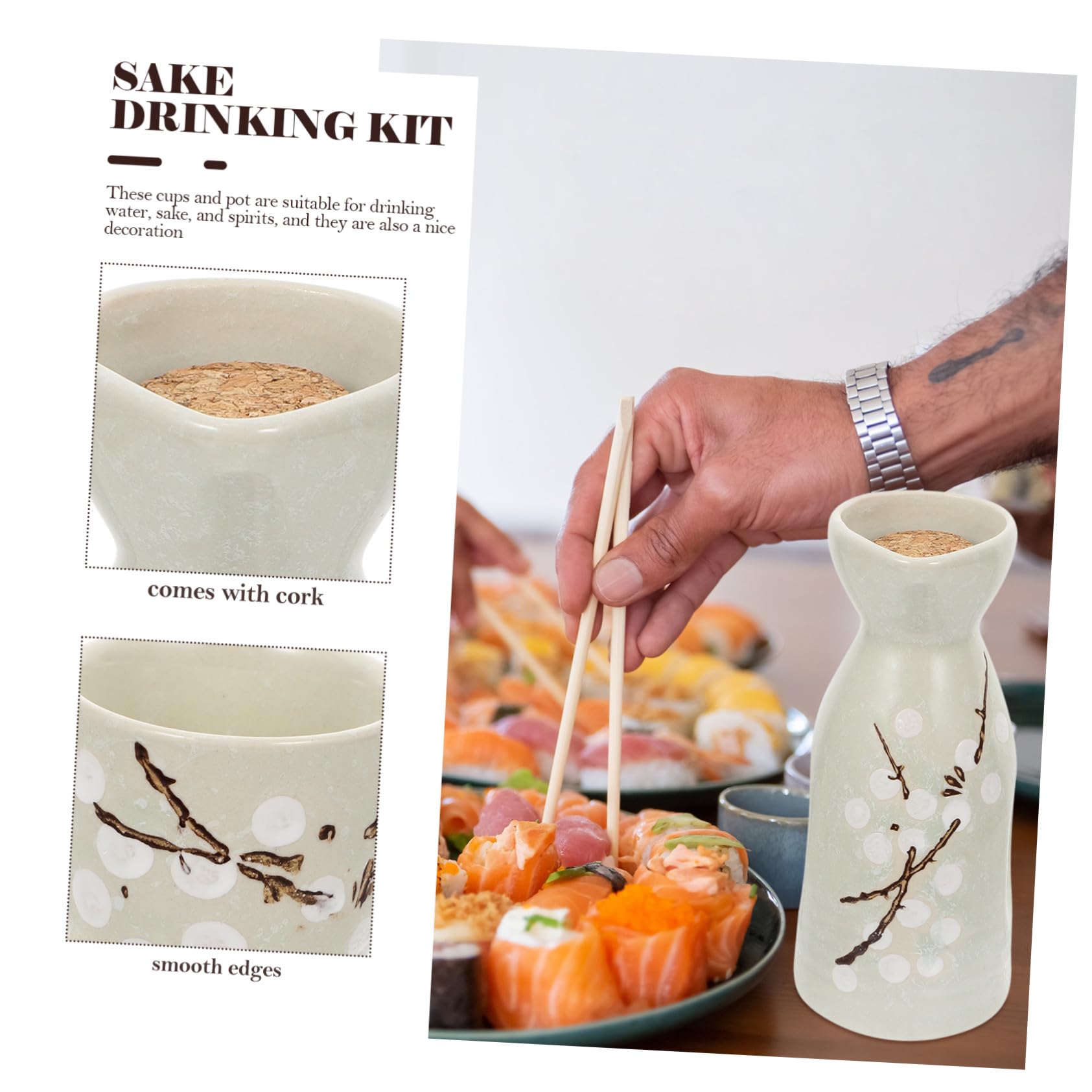 Alipis Kit de Tasse à Saké en Céramique Style Japonerie, 1 Set