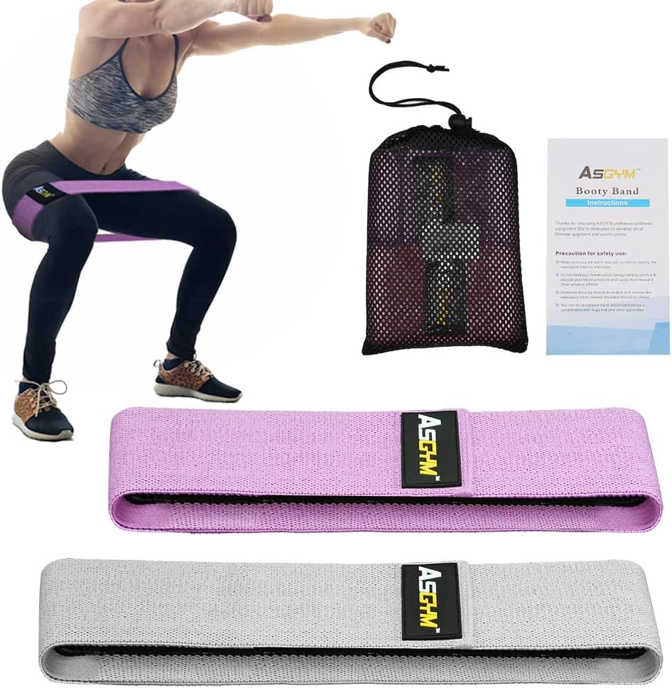 Asgym Resistance Bands for Legs and Butt, Fabric Booty Bands for Women Men Exercise, Heavy Thick Cloth Squat Band Circle Workout Activate Glute and Thighs (User Weight: 150-200LBS)