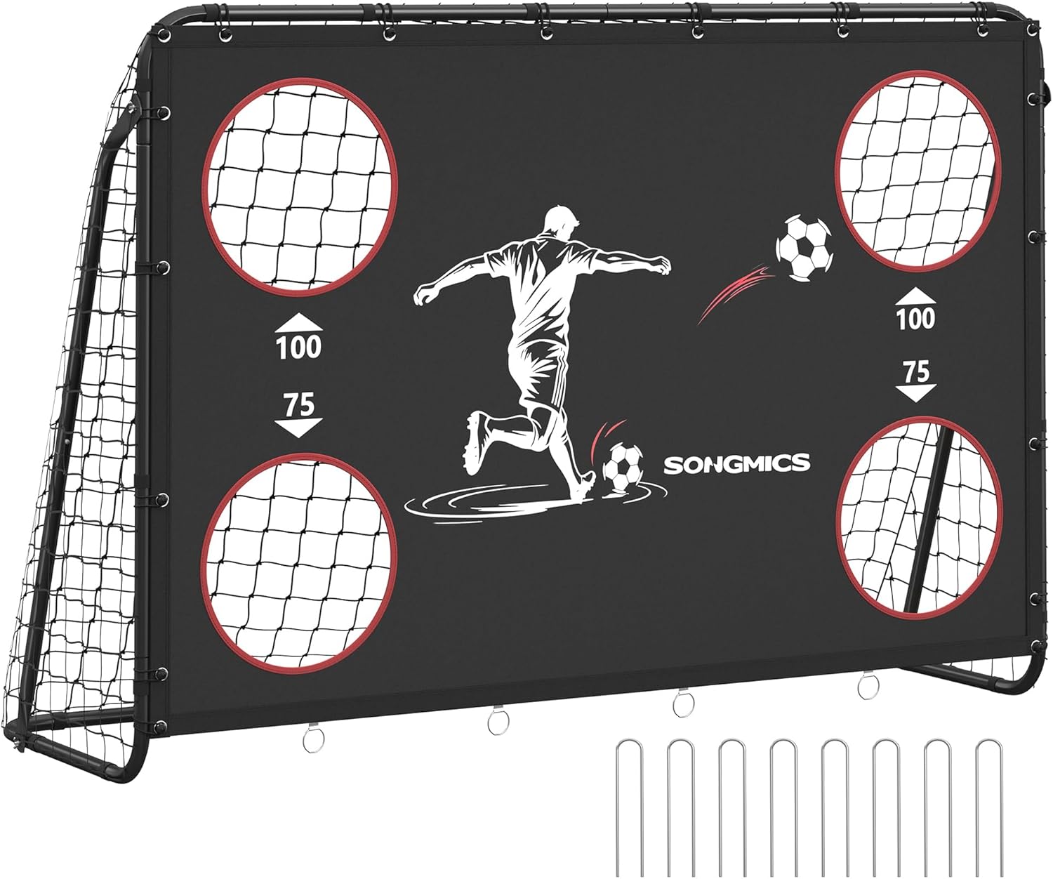 SONGMICS Football Goal with Goal Wall for All Ages Steel Tubes PE Net Outdoor Garden Beach
