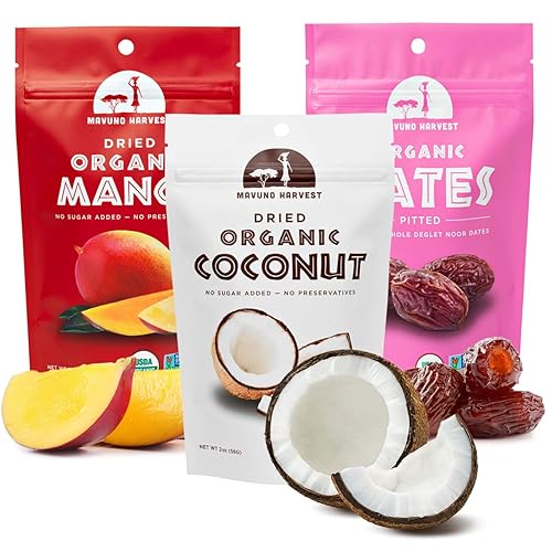 Miniatura 20 de Mavuno Harvest Paquete variado de frutas secas orgánicas, mango seco, papaya, piña, plátano, yaca y mezcla tropical, saludable, vegano, sin azúcar