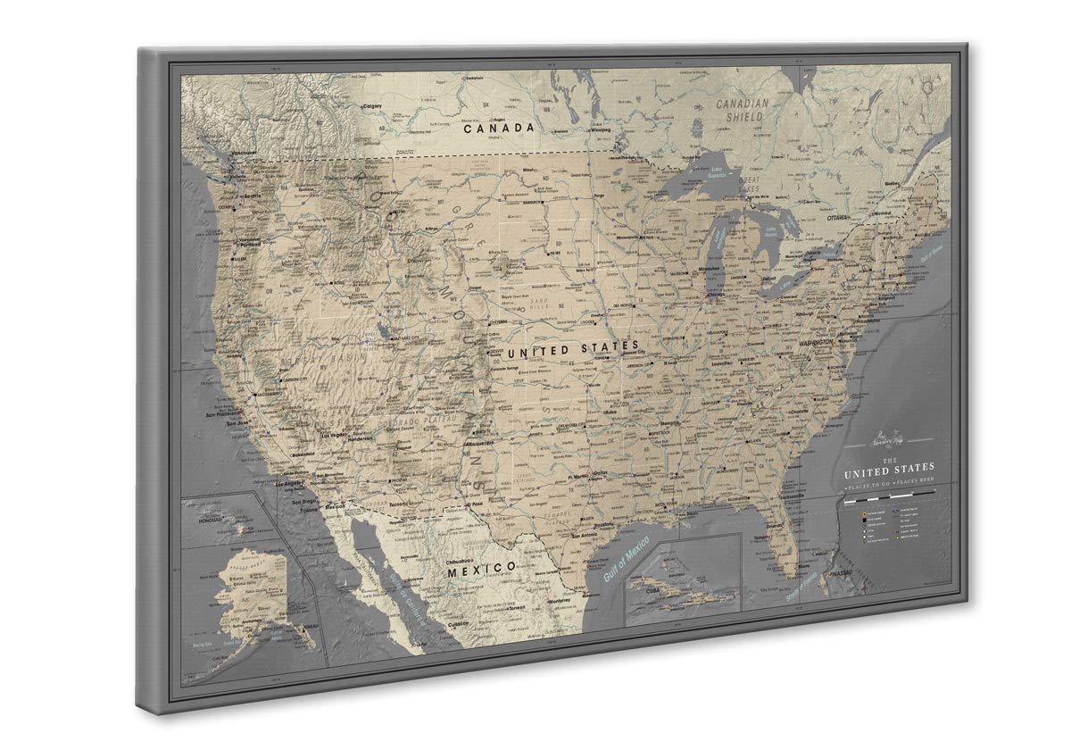 US Map with Pins to Mark Travels Personalized US Wall Map
