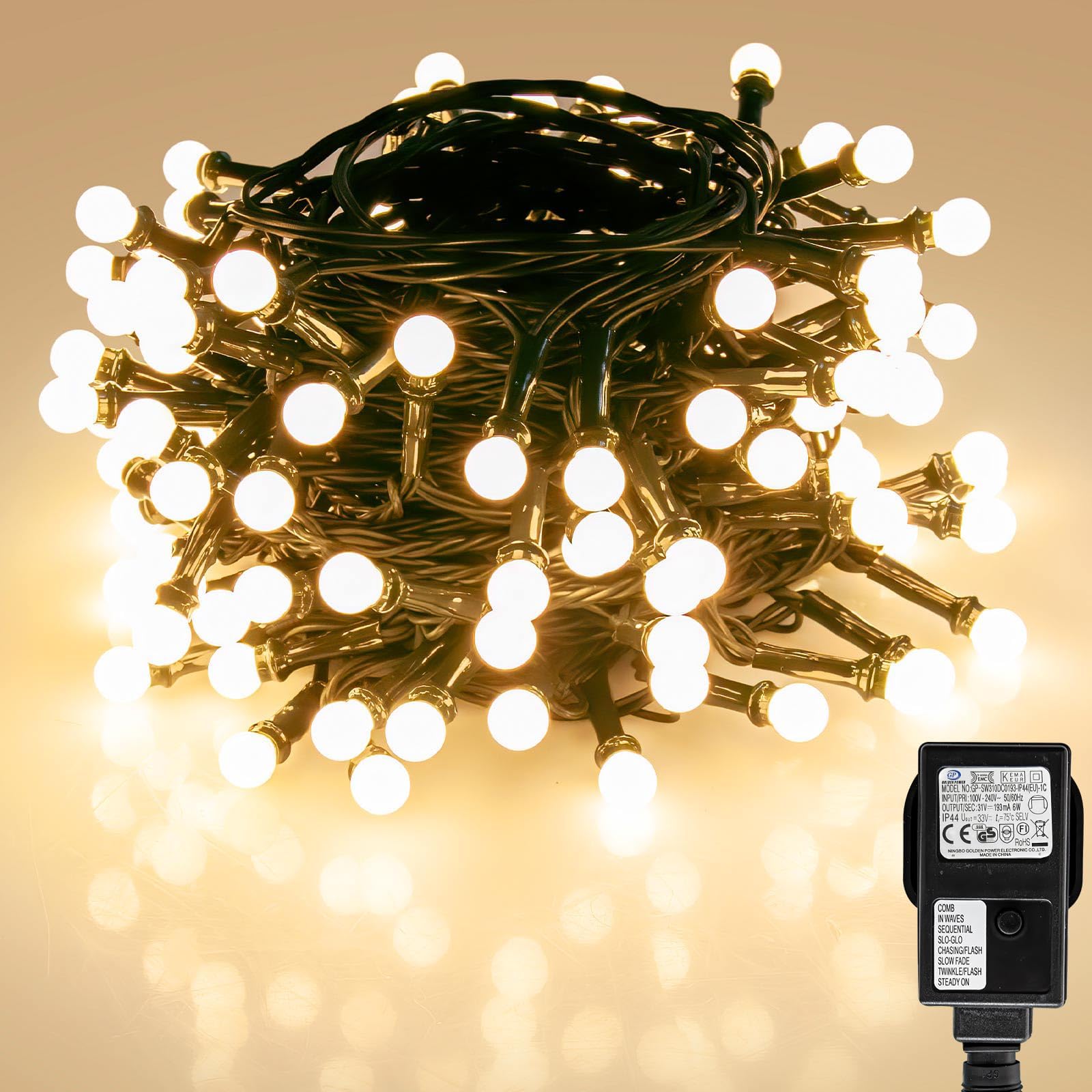 LEDYA 12M 120 LED Weihnachtsbeleuchtung Außen, Warmweiß Lichterkette