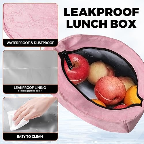 Miniatura 3 de Joymee Lonchera para mujeres, lonchera grande aislada para adultos, bolsa reutilizable a prueba de fugas con correa ajustable para el hombro para el