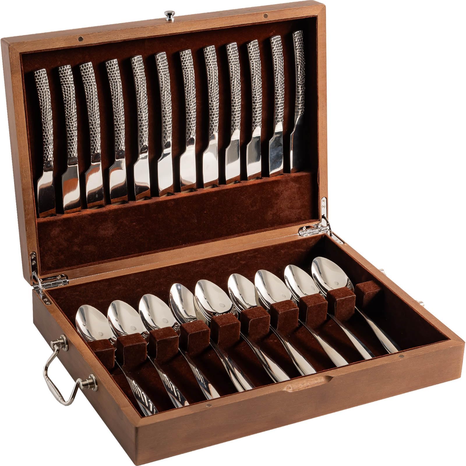 Silverware Storage Box with Lid, Flatware Storage Case with Handle, Silverware Chest Boxes for Flatware Organizer for Silver