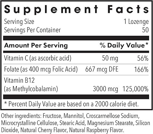 Miniatura 2 de Allergy Research Group Suplemento de metilcobalamina B12 - Vitamina B12 y folato, con 400 mcg de ácido fólico, pastillas puras y vegetarianas - 50