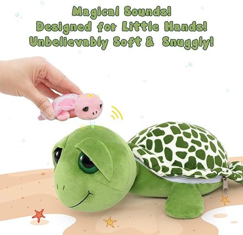 Vista 263 de Juego de 7 juguetes de peluche de dragón verde gigante de 21.7 pulgadas, animal de peluche con 4 bebés y 2 huevos, dinosaurios de peluche para niños